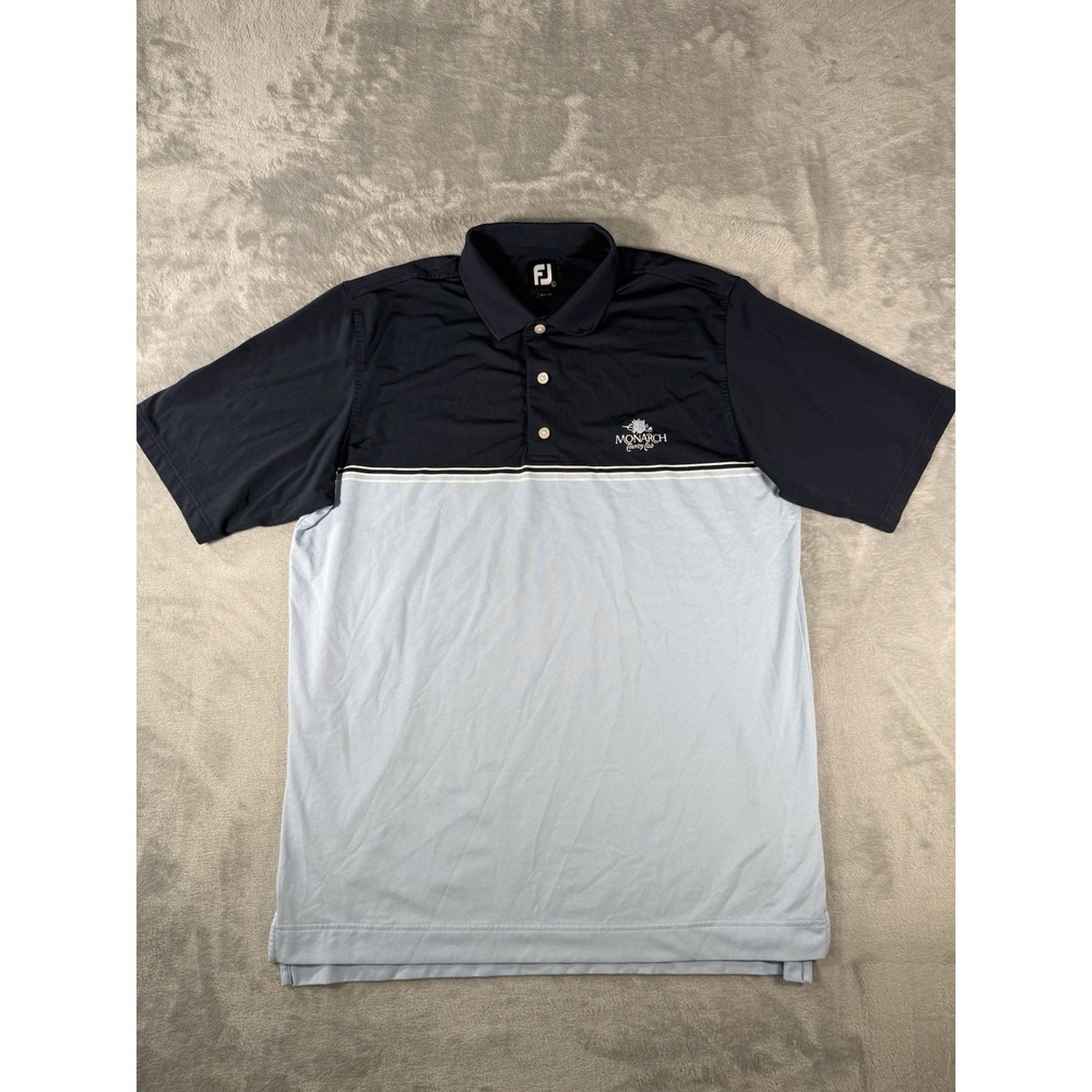 FootJoy Shirt Mens Large Blue Color Block Golf Polo Performance